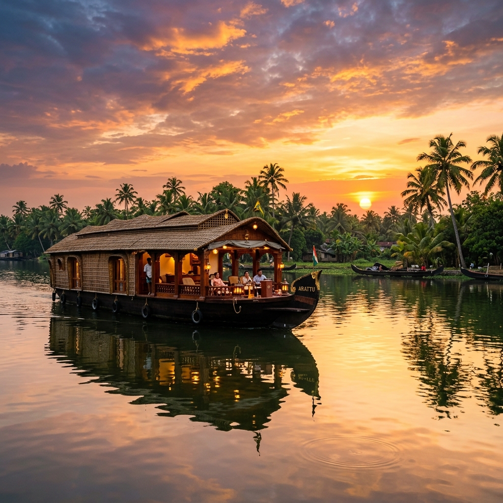 Kerala Houseboat Sunset